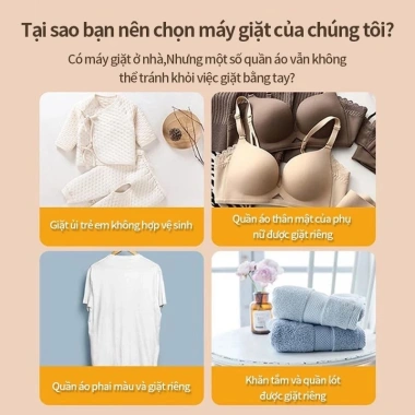 Máy Giặt Mini 4.5kg UV Tiêu Diệt Khuẩn, Xoáy Cực Mạnh, Tự Vắt Khô Đồ Lót Em Bé 9