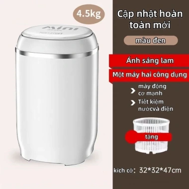 Máy Giặt Mini 4.5kg UV Tiêu Diệt Khuẩn, Xoáy Cực Mạnh, Tự Vắt Khô Đồ Lót Em Bé 10