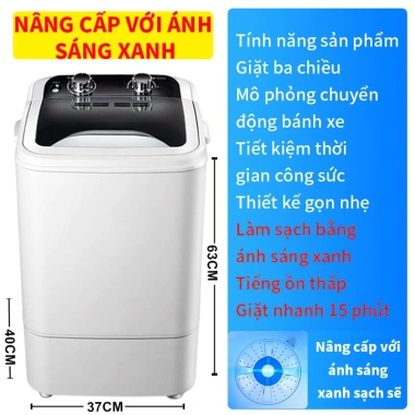 Máy giặt mini bán tự động 7kg - Tiện lợi cho cá nhân, gia đình nhỏ, đổi lỗi 7 ngày, làm sạch ánh sáng, giảm 23%