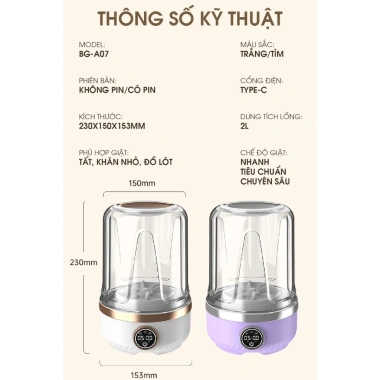 Máy Giặt Mini Đồ Bé BG-A07 3 Chế Độ Tự Động, Nhỏ Gọn Mang Theo, Bảo Hành 12 Th, 433.000₫ 9 Máy Giặt Mini Đồ Bé BG-A07 3 Chế Độ Tự Động, Nhỏ Gọn Mang Theo, Bảo Hành 12 Th, 433.000₫ 9
