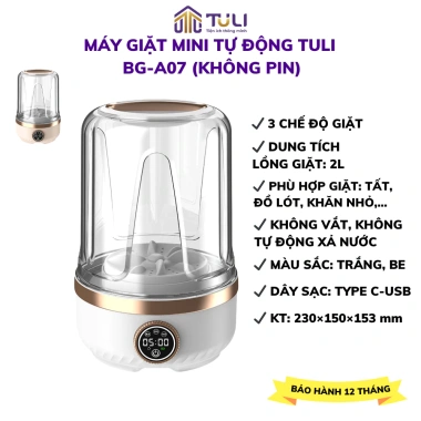 Máy Giặt Mini Đồ Bé BG-A07 3 Chế Độ Tự Động, Nhỏ Gọn Mang Theo, Bảo Hành 12 Th, 433.000₫