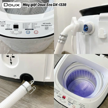 Máy Giặt Mini Doux Eco 10 Chức Năng, Diệt Khuẩn Ánh Sáng Xanh, Khóa Trẻ Em An Toàn DX-1.338