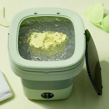 Máy giặt mini gấp gọn 6L tự vắt, khô, khử khuẩn công nghệ mới - giặt đồ lót, tất vớ bé