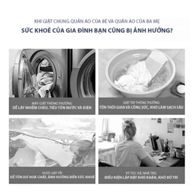 Máy giặt mini gấp gọn 6L tự vắt, khô, khử khuẩn công nghệ mới - giặt đồ lót, tất vớ bé