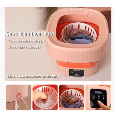 Máy Giặt Mini Gấp Gọn Đa Năng – Khử Khuẩn Ánh Sáng Xanh, Giặt Đồ Lót & Bé, 400.000₫