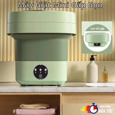 Máy giặt mini gấp gọn, khử khuẩn ánh sáng xanh, tự vắt khô - Giặt đồ lót, tất vớ bé 250.000₫