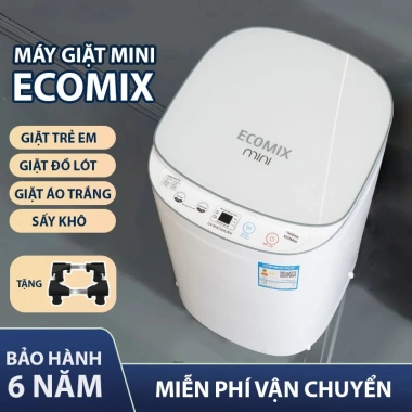Máy giặt mini GHM hẹn giờ, vắt sấy khô ECOMIX khử khuẩn tự động 100% - bảo hành 6 năm
