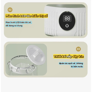 Máy giặt mini không dây, nhỏ gọn cho quần áo lót và tất - Tiện lợi, không cần lắp đặt, 292k