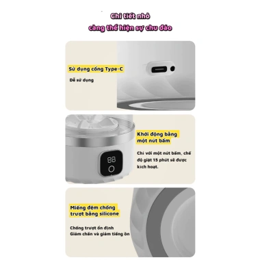 Máy giặt mini không dây, nhỏ gọn cho quần áo lót và tất - Tiện lợi, không cần lắp đặt, 292k