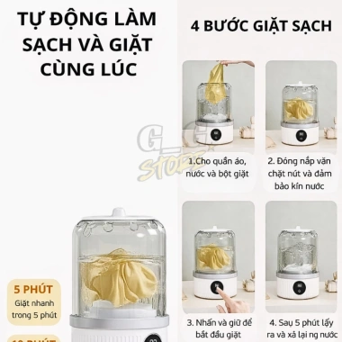Máy giặt mini không dây tiết kiệm, giặt đồ nhỏ, lót, quần áo bé - GGStore