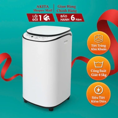 Máy giặt mini KWSK AKITA tự động giặt‑vắt‑sấy, UV khử khuẩn, tiết kiệm nước, bảo hành 6 năm 2