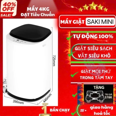 Máy giặt mini SAKI cao cấp tự động 100% giặt vắt sấy khô UV khử khuẩn 2.899.000 VND
