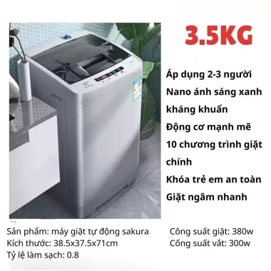 Máy giặt mini Sakura 3.5kg tự động cửa trên kháng khuẩn - Giá ưu đãi 2.2 triệu