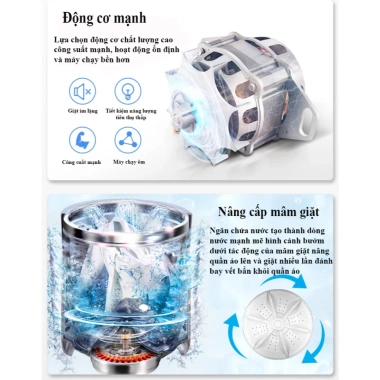 Máy giặt mini tự động 3-6kg - Giặt đồ trẻ em, sinh viên, gia đình, 2,249,000đ