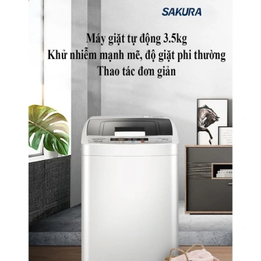 Máy giặt mini tự động 3.5kg SAKURA kháng khuẩn UV cho gia đình 3-5 người tiết kiệm không gian giá ưu đãi 2.2 triệu