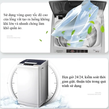 Máy giặt mini tự động 3.5kg SAKURA kháng khuẩn UV cho gia đình 3-5 người tiết kiệm không gian giá ưu đãi 2.2 triệu