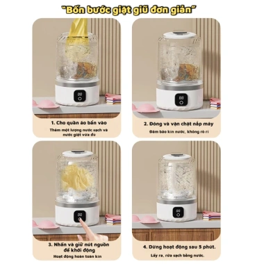 Máy giặt quần lót mini di động tự động không dây - Nhỏ gọn, tiện lợi, giảm giá 294k 6 Máy giặt quần lót mini di động tự động không dây - Nhỏ gọn, tiện lợi, giảm giá 294k 6