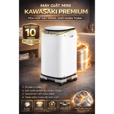 Máy giặt tích hợp sấy khô Mini PVL Kawasaki 10 chức năng, bảo hành 6 năm, giá 3,880,000₫ 9
