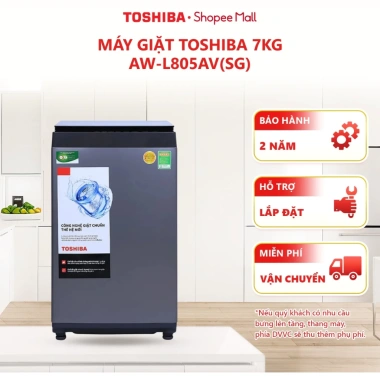 Máy giặt Toshiba 7Kg AW-L805AV SG - Freeship, lắp đặt, chính hãng, bảo hành 2 năm