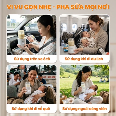 Máy hâm sữa mini cầm tay cao cấp M3-04/T1-01 TopGiaKids, kèm 4 cổ nối, chỉ 829k 2