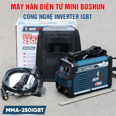 Máy hàn điện tử mini BOSHUN MMA-250IGBT - 3KV x 220V, lõi đồng, hàn que 1.6-3.2mm, giá 867.000₫ 2 Máy hàn điện tử mini BOSHUN MMA-250IGBT - 3KV x 220V, lõi đồng, hàn que 1.6-3.2mm, giá 867.000₫ 2