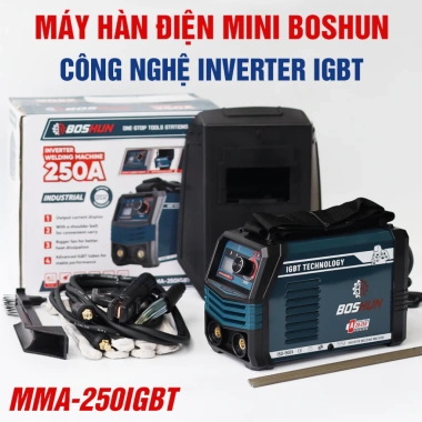 Máy hàn điện tử mini BOSHUN MMA-250IGBT - 3KV x 220V, lõi đồng, hàn que 1.6-3.2mm, giá 867.000₫