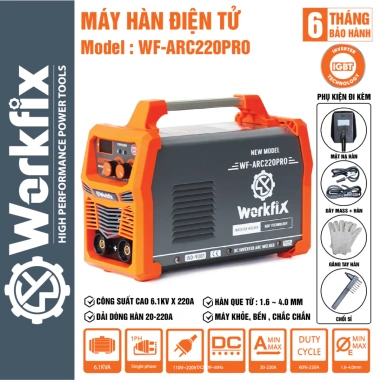 Máy hàn điện WORKFIX WF-ARC220PRO 20-220A 6.1KVA - Hàn que 1.6~4.0, 1.449.000 VND