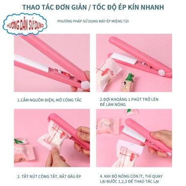 Máy hàn miệng túi gợn sóng mini - Hàn phẳng, duỗi nhanh, thích hợp cho kẹo Nougat, bánh quy & Trung Thu, chỉ 48.000₫ 8