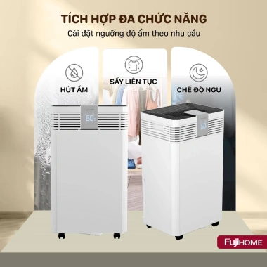 Máy hút ẩm 60L/ngày FUJIHOME UV + Wi‑Fi, lọc không khí, công nghiệp 120m2, đa năng phòng ngủ - Giá 5,219,000₫