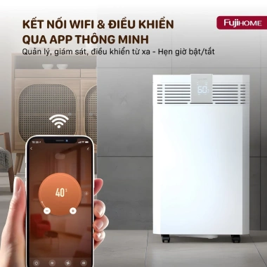Máy hút ẩm 60L/ngày FUJIHOME UV + Wi‑Fi, lọc không khí, công nghiệp 120m2, đa năng phòng ngủ - Giá 5,219,000₫