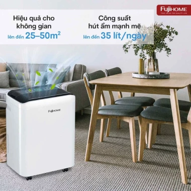 Máy hút ẩm block 35L nhập khẩu FUJIHOME DH35W-HEPA - 35 lít/ngày, lọc không khí bụi mịn, giảm giá 22% 2