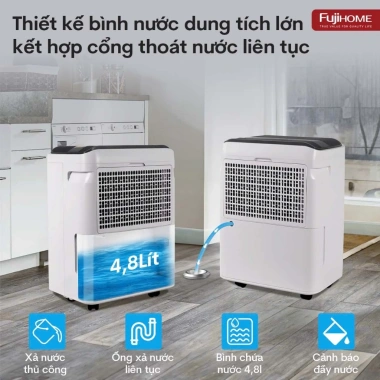 Máy hút ẩm block 35L nhập khẩu FUJIHOME DH35W-HEPA - 35 lít/ngày, lọc không khí bụi mịn, giảm giá 22% 5