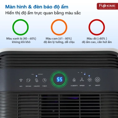 Máy hút ẩm block 35L nhập khẩu FUJIHOME DH35W-HEPA - 35 lít/ngày, lọc không khí bụi mịn, giảm giá 22% 8
