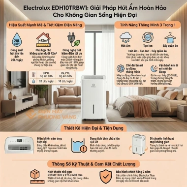 Máy hút ẩm Electrolux EDH10TRBW1 20L/ngày,