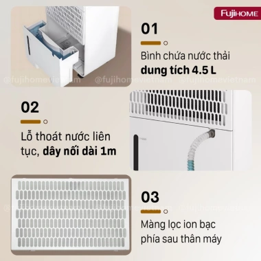 Máy hút ẩm Fujihome DH20NW-HEPA 20L/ngày dưới 50m2 WiFi, HEPA lọc khí, bảo hành 2 năm – Giá 4,900,000₫ 8