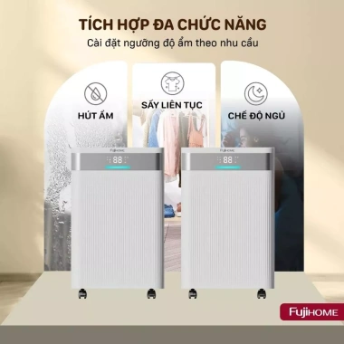 Máy hút ẩm Fujihome DH30NW dưới 60m2, Wi‑Fi, bảo hành 2 năm, giá 5.950.000₫