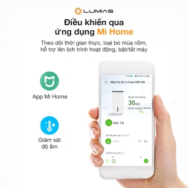 Máy hút ẩm kiêm lọc không khí Lumias D6E-26L 26L 90m² - Lưới ion bạc khử khuẩn kép, BH 18 tháng 6