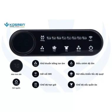Máy hút ẩm Kosmen KM-60S 60L/ngày dưới 110m2 có WiFi, BH 2 năm, giảm giá 36,5 triệu