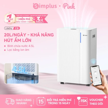 Máy hút ẩm LiteDry C8 Simplus 20L/ngày, bình 4.5L, lọc ion âm 7 triệu, giá 5.499.000 VND