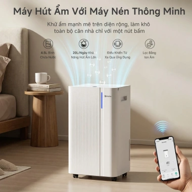 Máy hút ẩm LiteDry C8 Simplus 20L/ngày, bình 4.5L, lọc ion âm 7 triệu, giá 5.499.000 VND