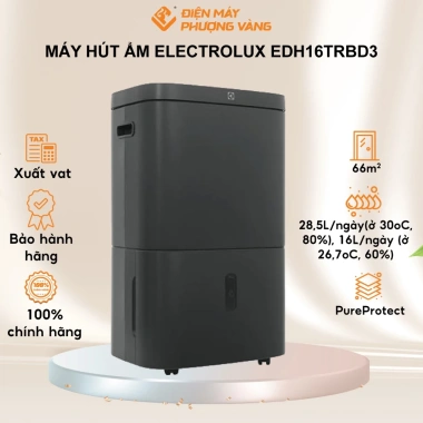 Máy hút ẩm lọc không khí Electrolux EDH16TRBD3 28,5L/24h dưới 66m2, bảo hành 2 năm, đổi mới 30 ngày, có xuất VAT - 6,850,000₫