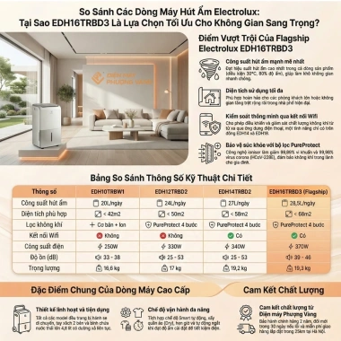 Máy hút ẩm lọc không khí Electrolux EDH16TRBD3 28,5L/24h dưới 66m2, bảo hành 2 năm, đổi mới 30 ngày, có xuất VAT - 6,850,000₫ 3