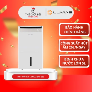 Máy hút ẩm Lumias D6E 12-60L, BH 18 tháng, tự dừng khi đầy, lọc ion bạc, giảm 21%