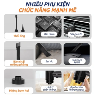 Máy Hút Bụi Cầm Tay 15.000Pa HEPA - Hút Ô Tô, Lông Thú, Giá Ưu Đãi 395.000 VND