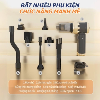 Máy Hút Bụi Cầm Tay 15.000Pa HEPA - Hút Ô Tô, Lông Thú, Giá Ưu Đãi 395.000 VND