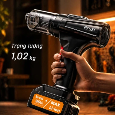 Máy hút bụi cầm tay BRUSI 48.000PA Pin sạc, lực hút mạnh, tặng 8 phụ kiện 5
