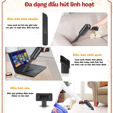 Máy hút bụi cầm tay Dodoto 20.000Pa không dây, bảo hành 24 tháng - Giá 470.000₫