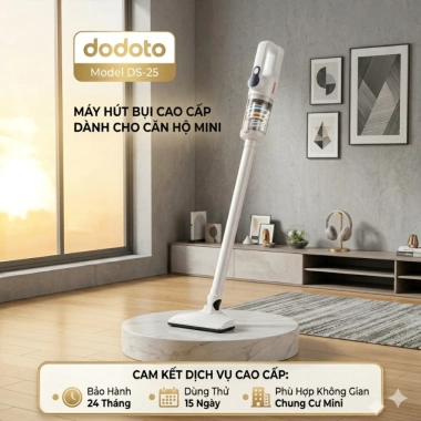 Máy hút bụi cầm tay Dodoto DS-25 - Động cơ không chổi than, lực hút 30.000Pa, bảo hành 24 tháng, 1,3 triệu