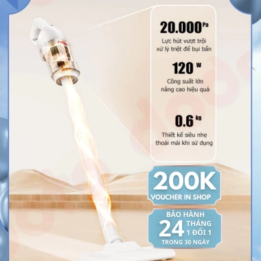 Máy hút bụi cầm tay dodoto LT113CG mini không dây, lực hút 20.000 Pa, bảo hành 24 tháng - Giá chỉ 825.000 VND