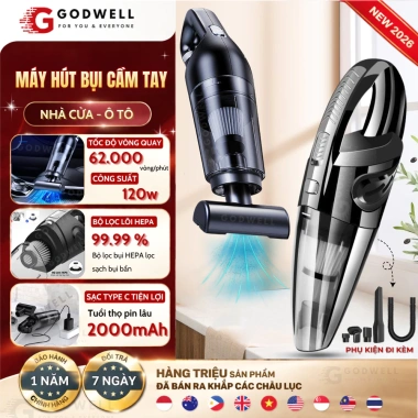 Máy hút bụi cầm tay GODWELL không dây - Chỉ 299.000₫, sạch ô tô nhanh